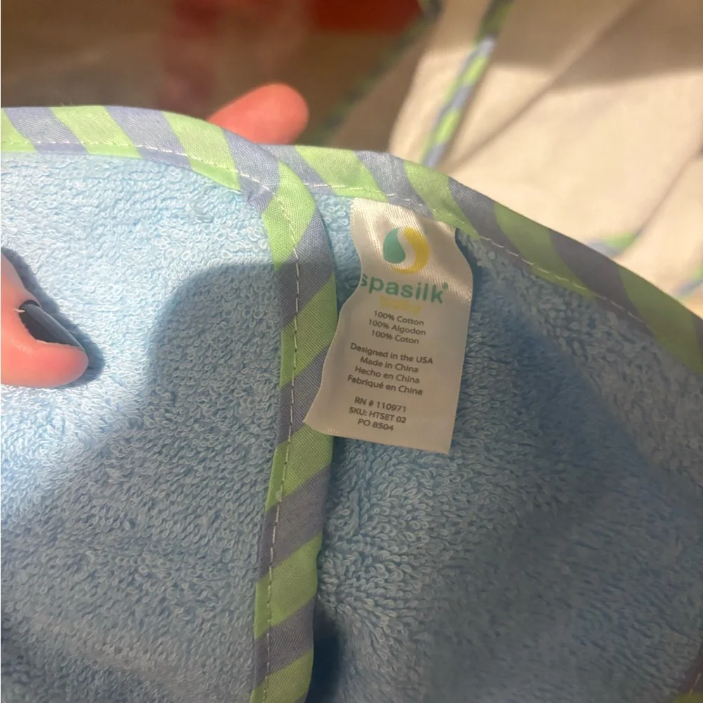 Spasilk Blue Baby Towel Whale + Wash Cloths